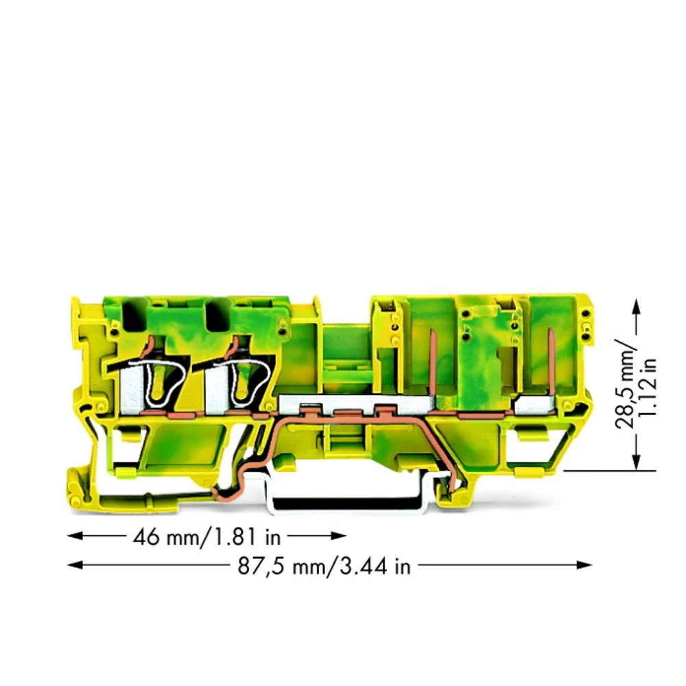 WAGO 769-217 osnovna stezaljka 5 mm opruga Dostupnost: pe zelena, žuta 50 St. slika