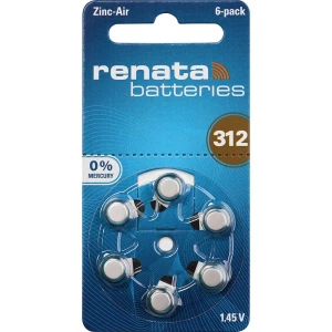 Gumbasta baterija ZA 312 cink-zračna Renata PR41 baterija za slušni uređaj 165 mAh 1.4 V 6 kom. slika