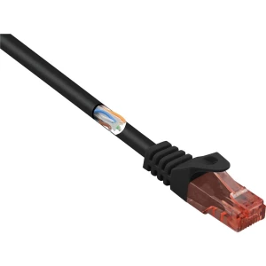 Renkforce RJ45 mrežni kabel, Patch kabel CAT 6 U/UTP 1.00 m crna sa zaštitom za nosić, bez halogena 1 St. slika