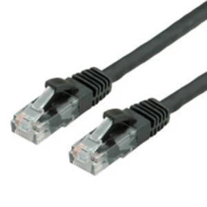 Value 21.99.1085 RJ45 mrežni kabel, Patch kabel cat 6 U/UTP 10.00 m crna nezaštićen, bez halogena, vatrostalan 1 St. slika