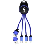 Smrter USB kabel za punjenje USB 2.0 Apple Lightning utikač, USB-A utikač, USB-C® utikač, USB-Micro-B utikač 0.15 m plava boja aluminijski utikač, s otg funkcijom, oplaštenje od tekstila SMRTER_HYD...