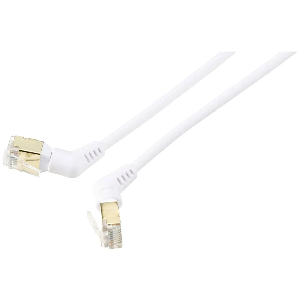 Renkforce RF-6071572 RJ45 mrežni kabel, Patch kabel CAT 8.2 S/FTP 1.00 m bijela konektori s rotacijom od 360°, kutni izl slika