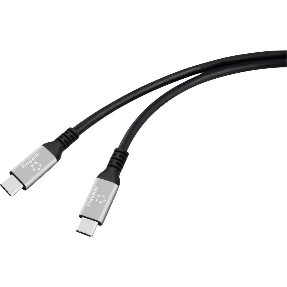 Renkforce USB-C kabel USB 4.0 USB-C® utikač 1.5 m crna aluminijski utikač, silikonski, visokofleksibilan, 8K UHD RF-6805 slika