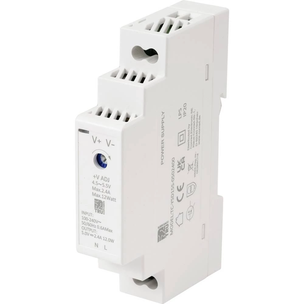 TRU COMPONENTS TC-13713360 DIN-napajanje (DIN-letva) Potrošnja (standby) 0.3 W 5 V/DC 2.4 A 12 W Broj izlaza:1 x Content slika