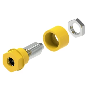Izolirana utičnica Ø4 mm s terminalom s rupom od Ø2 mm, svornjakom s navojem M6 i šesterokutnom maticom, žuta Electro PJP 3230-C-CD1-J laboratorijski ženski konektor  Zatik-Ø: 4 mm žuta 1 St. slika