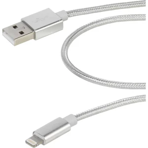 Vivanco USB 2.0 Priključni kabel [1x Muški konektor USB - 1x Muški konektor Apple Dock Lightning] 1.5 m Srebrna Oplaštenje od te slika