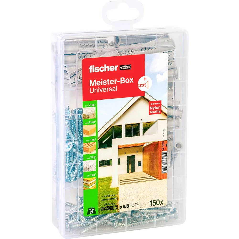 Fischer 577863 Meister-Box Universal + S kutija s asortimanom za tiple 35 mm, 50 mm 150 Dijelovi slika
