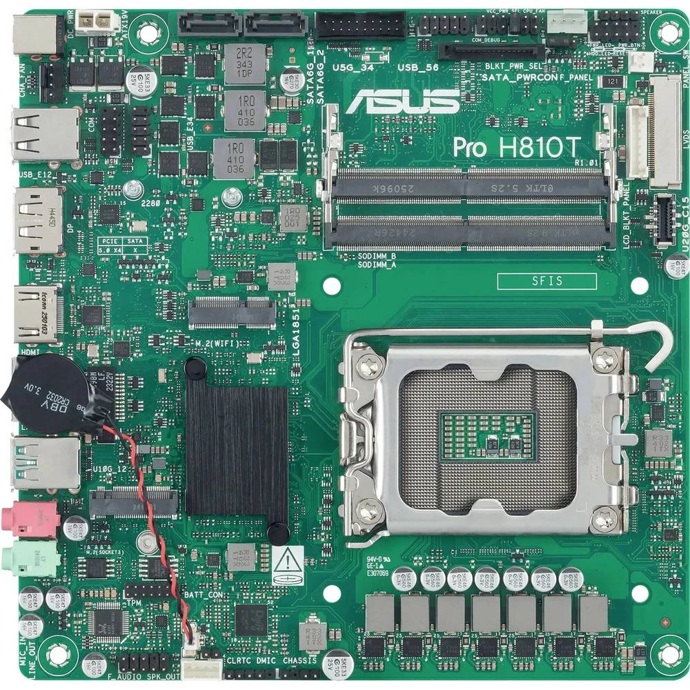 Asus PRO H810T-CSM matična ploča Baza Intel® 1851 Faktor oblika (detalji) Thin mini ITX Set čipova matične ploče In slika