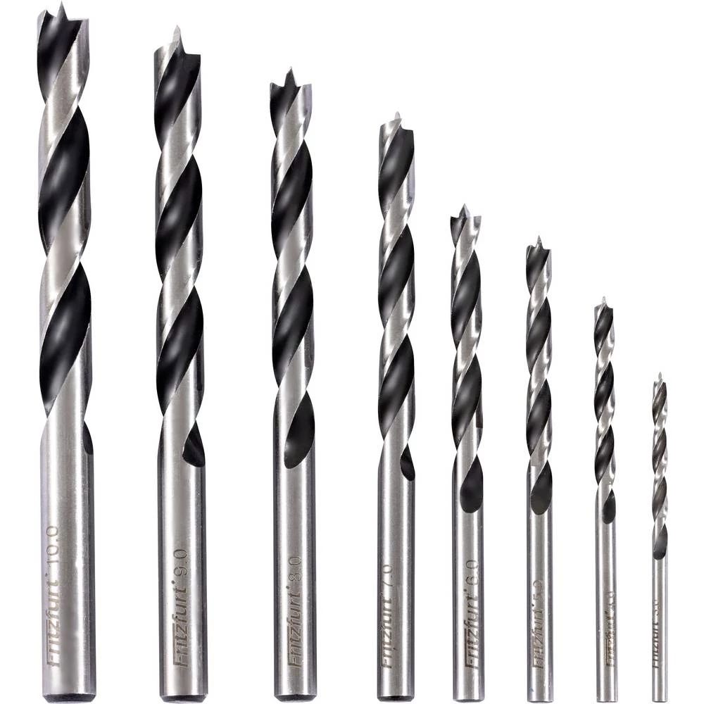 FRITZFURT 2801-3008 drvo-spiralno svrdlo-komplet 8-dijelni 3 mm, 4 mm, 5 mm, 6 mm, 7 mm, 8 mm, 9 mm, 10 mm Ukupna dužina slika