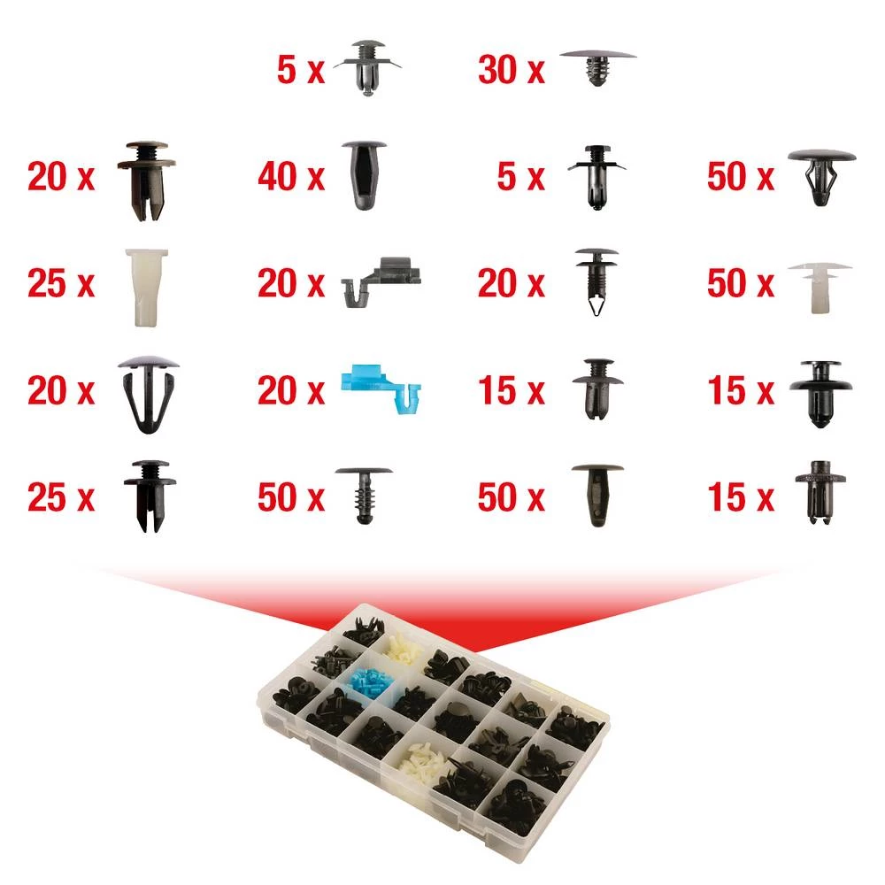 KS Tools 420.0400 Set kopči za montažu za Mazdu, 475 kom slika