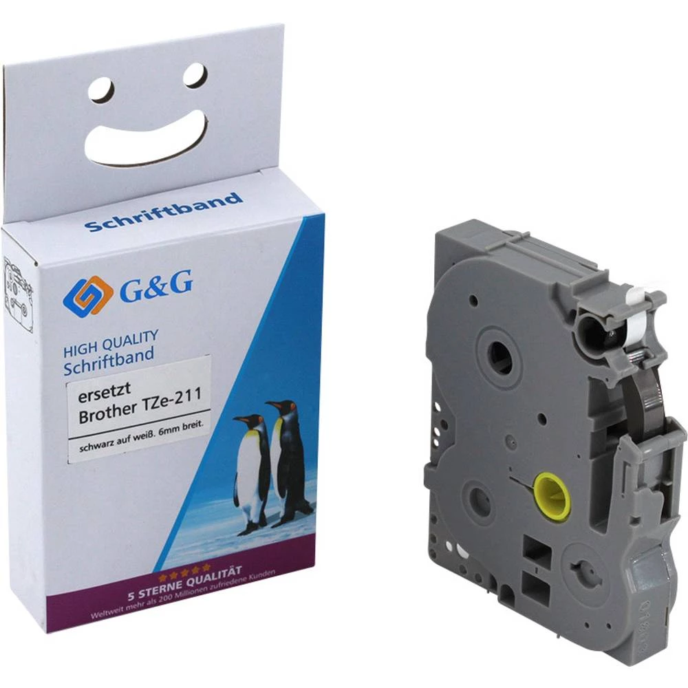 traka  G&G 15200 kompatibilan zamijenjen Brother TZe-211 plastika Boja trake: bijela Boja slova: crna 6 mm 8 m slika