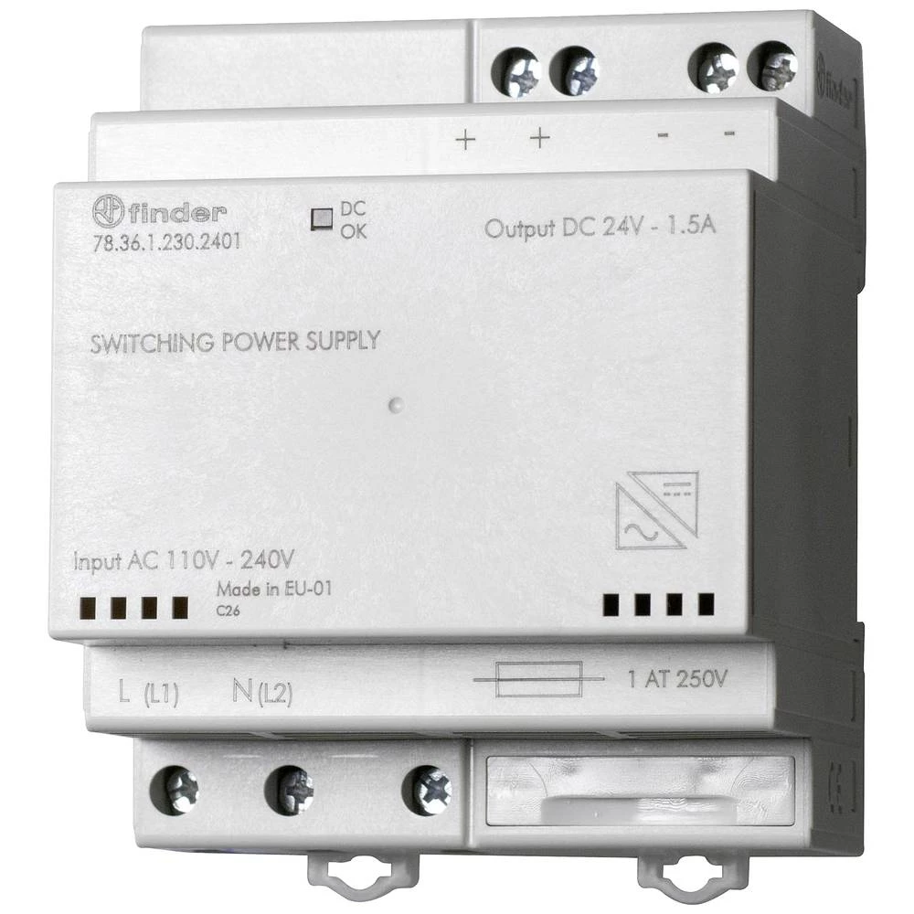 Finder  78.36.1.230.2401  DIN-napajanje (DIN-letva)    24 V/DC  1.7 A  36 W      Content 1 St. slika
