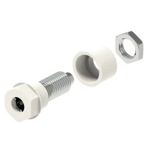 Izolirana utičnica Ø4 mm s terminalom s rupom Ø2 mm, svornjakom s navojem M6 i šesterokutnom maticom, bijela Electro PJP 3230-C-CD1-BC laboratorijski ženski konektor  Zatik-Ø: 4 mm bijela 1 St. slika