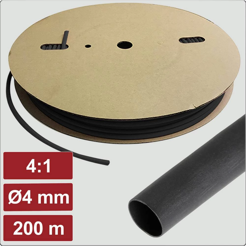 Electronic Garage EG25CA106 skupljajuća cijev s ljepilomi crna 4 mm 1 mm Stopa skupljanja:4:1 200 m slika