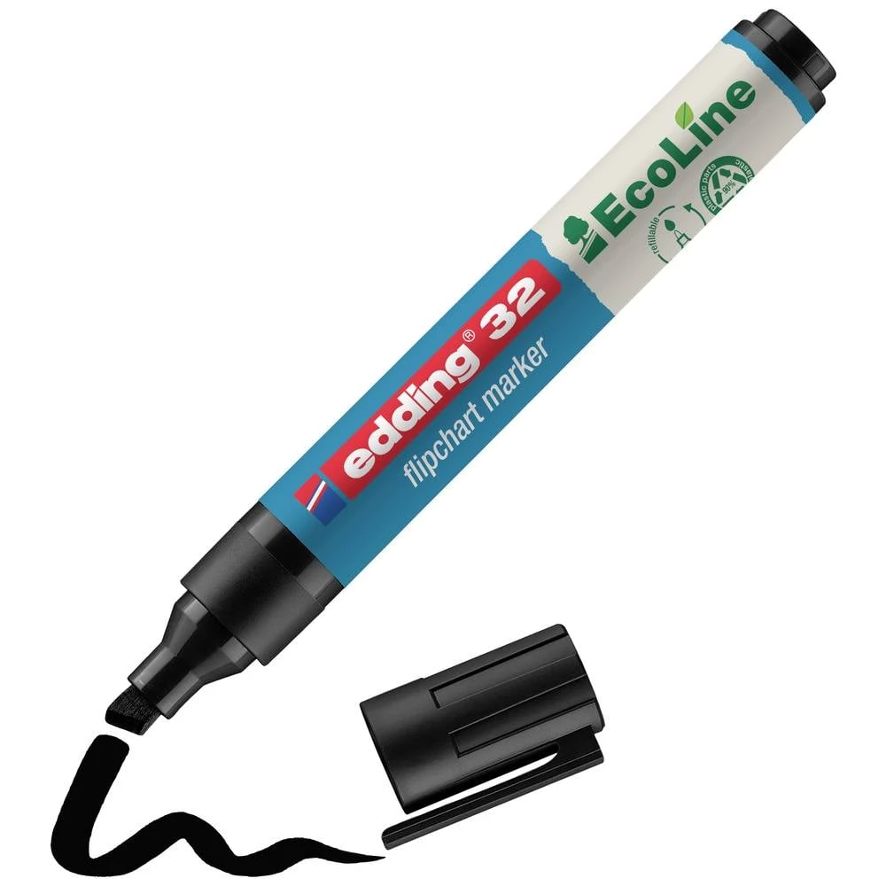 Edding 4-32001 Flipchart marker 32 EcoLine klinasti vrh 1 - 5 mm crna 1 St. slika