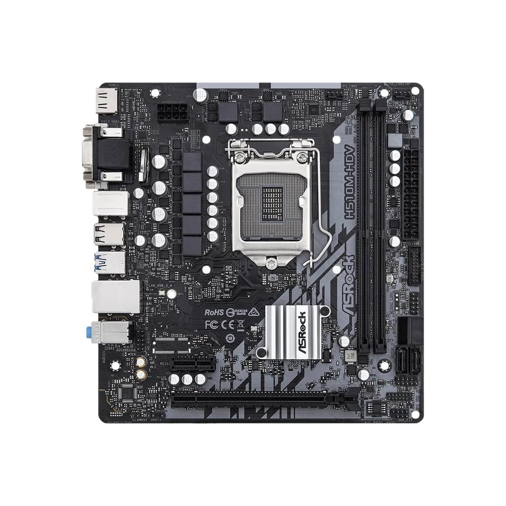ASRock H510M-HDV R2.0 matična ploča Baza Intel® 1200 Faktor oblika (detalji) Micro-ATX Set čipova matične ploče Intel® H510 slika