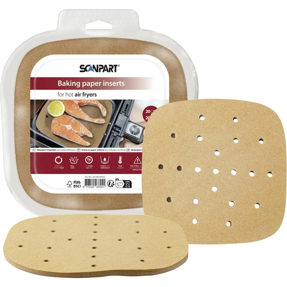 ScanPart 2910070007 Papir za fritezu na vrući zrak perforiran. 20x20 cm slika