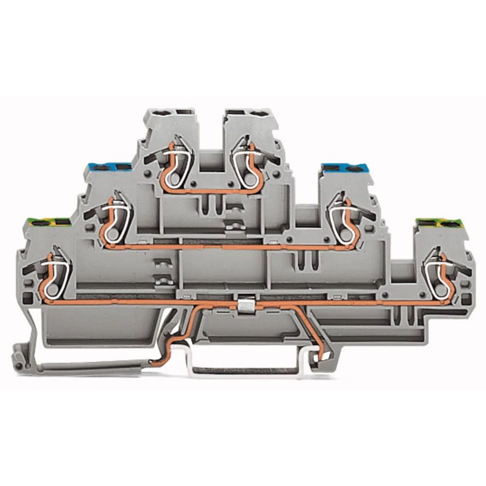 WAGO 870-577 trokatna stezaljka za zaštitni vodič 5 mm opruga Dostupnost: pe, l, l siva 50 St. slika