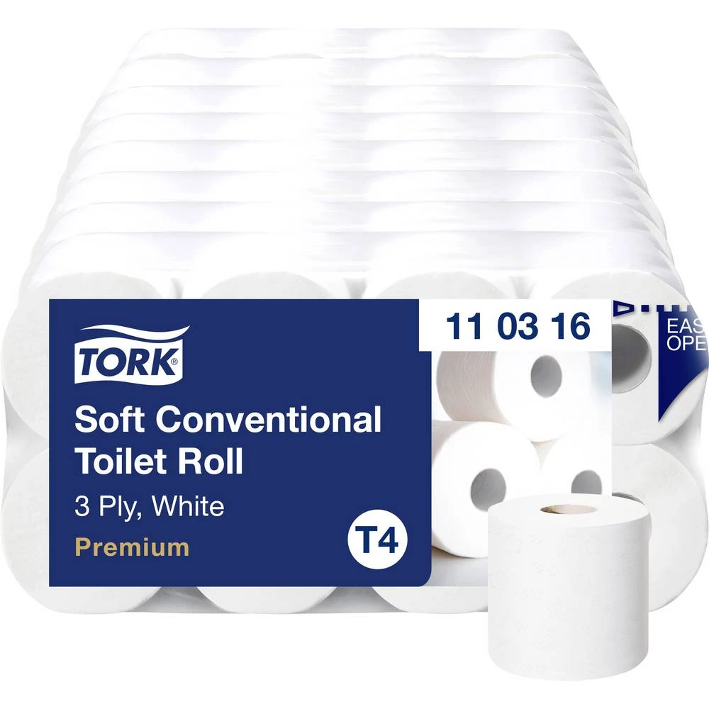 TORK toaletni papir T4-System Kleinrollen ToilettPapier weich 3-lag T4 110316 jarko-bijela Broj slojeva: 3 List 72 kom. slika