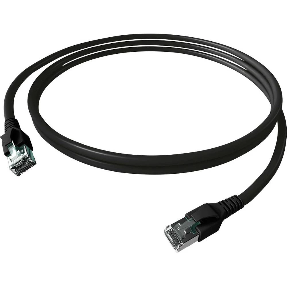 Easylan CP1KSBSBS0010 RJ45 mrežni kabel, Patch kabel CAT 6a S/FTP 1.00 m crna dvostruko zaštićen, bez halogena, vatrosta slika
