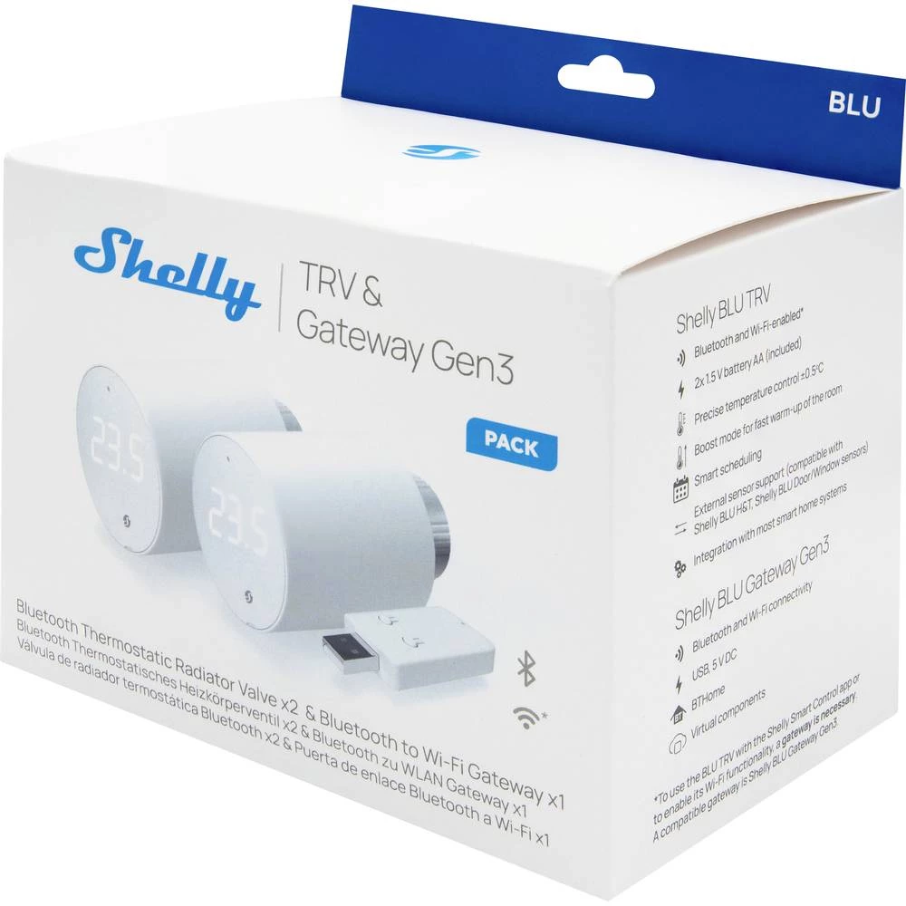 Shelly Shelly BLU TRV Heizkörperthermostat 2-er Pack prolaz, radijatorski termostat Bluetooth Low Energy, Wi-Fi slika