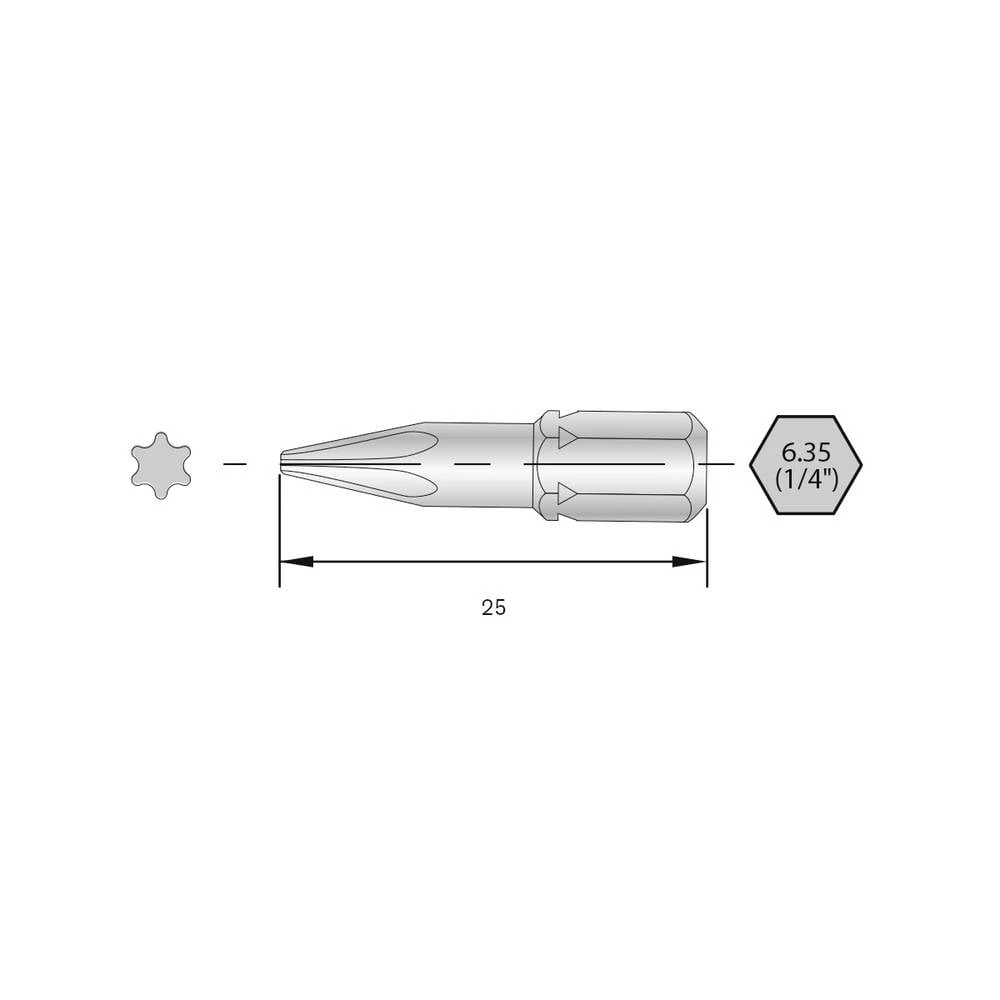 Bernstein Tools for Electronics 6-TX09-25 Torx bit HRC čelik visoko legirani C 6.3 6 kom. slika