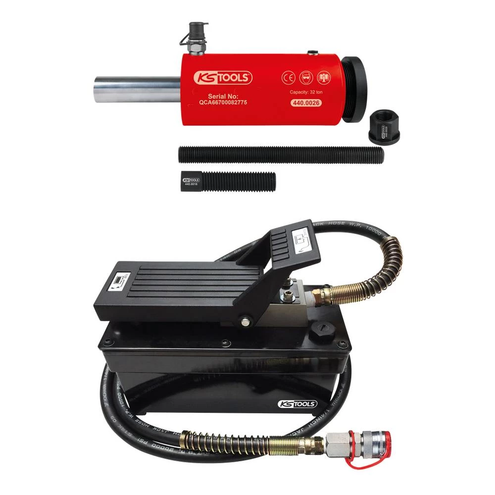 KS Tools 440.9996 Hidraulički agregat 32t, sa zračno hidrauličnom pumpom, 9 kom slika