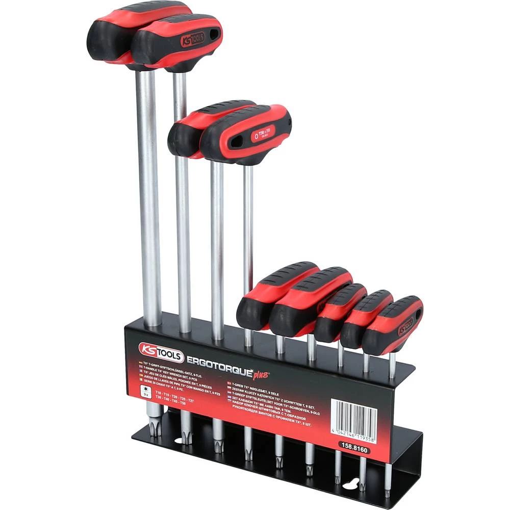 KS Tools 158.8160 TX komplet kutnih odvijača T 10, T 15, T 20, T 25, T 27, T 30, T 40, T 45, T 50 9-dijelni slika