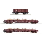 Roco 77041 H0 komplet od 3 teretna vagona, pješčani vlak, DR Dva tipa Res ravno vagona, tip El gondola