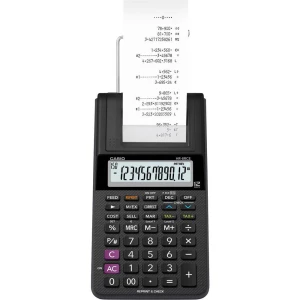Ispisni stolni kalkulator Casio HR-8RCE Crna Zaslon (broj mjesta): 12 baterijski pogon, Električni pogon (opcijski) (Š x V x d) slika