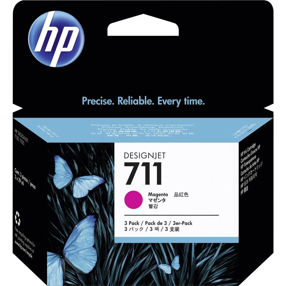 HP tinta 711 original 3-dijelno pakiranje purpurno crven CZ135A slika