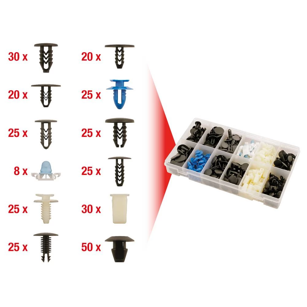KS Tools 420.0910 Set kopči za Fiat, 308 kom slika