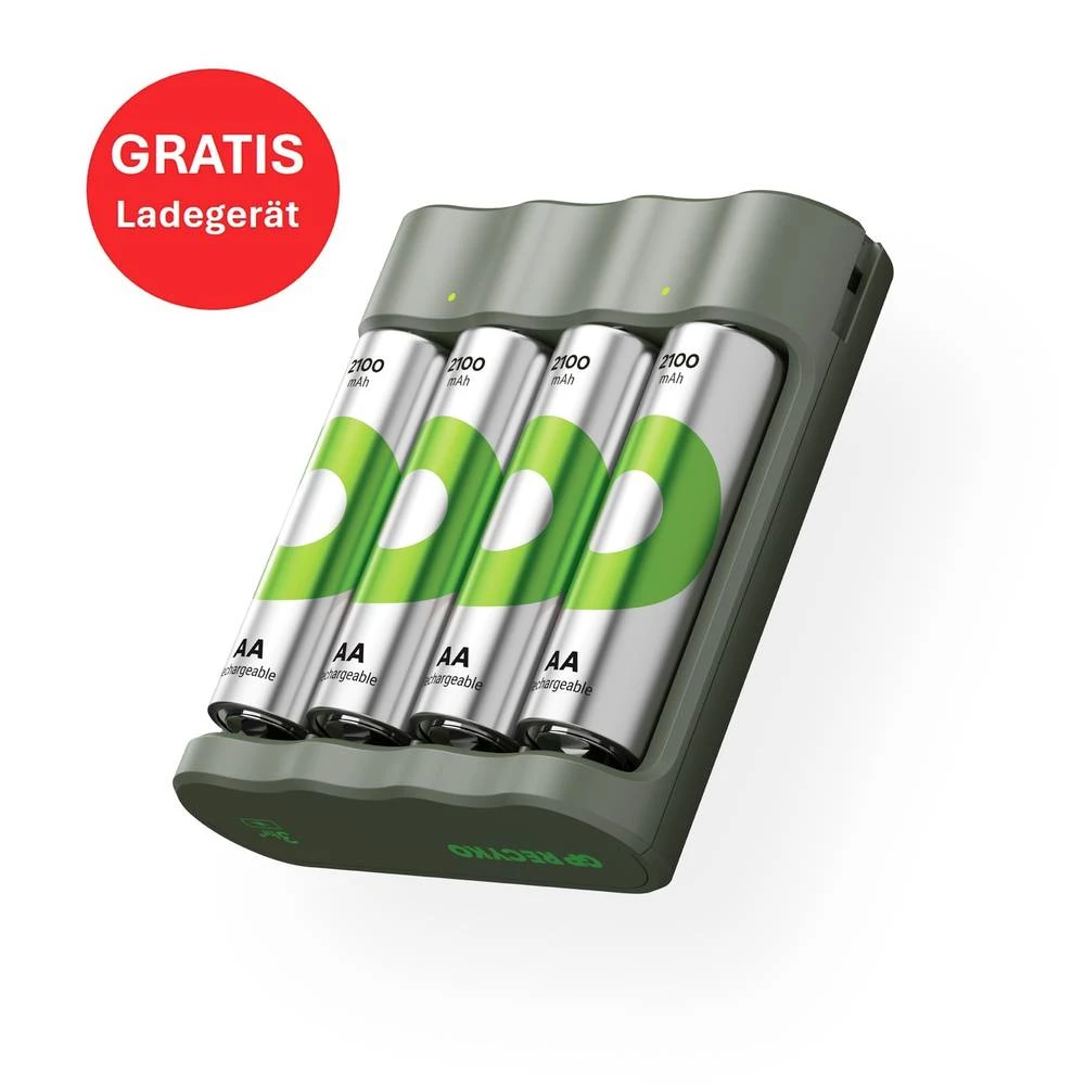 GP "Aktion Gratis Ladegerät" USB-Modell Ladegerät GP B441 inkl. 4x AA-Akku mignon (AA) akumulator NiMH 2100 mAh 1.2 V 1  slika