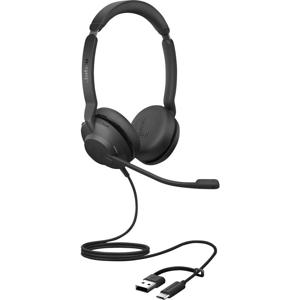 Jabra Evolve2 30 SE telefon On Ear Headset žičani stereo crna smanjivanje šuma mikrofona, poništavanje buke slušalice s slika