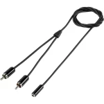 SpeaKa Professional-Činč/JACK audio priključni kabel [2x činč utikač - 1x JACK utičnica 3.5mm] 1m, crn, iznimno meka obloga