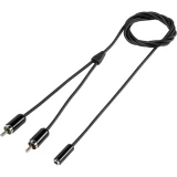 SpeaKa Professional-Činč/JACK audio priključni kabel [2x činč utikač - 1x JACK utičnica 3.5mm] 1m, crn, iznimno meka obloga