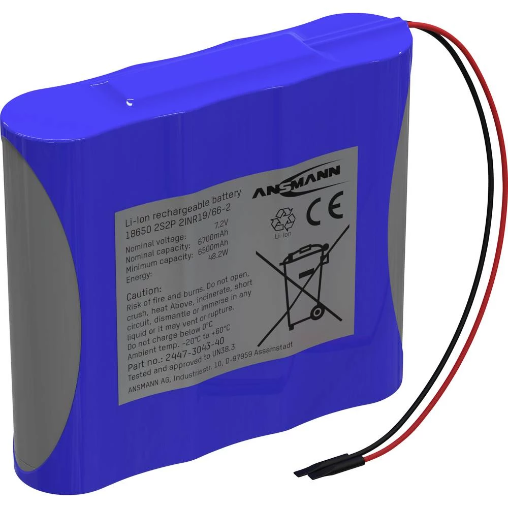 Ansmann 2S2P aku-pack 4x 18650 kabel Li-Ion 7.2 V 6700 mAh slika