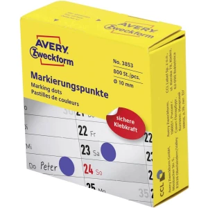 Avery-Zweckform 3853 Etikete Ø 10 mm Papir Plava boja 800 ST Trajno Naljepnice za markerske točke slika