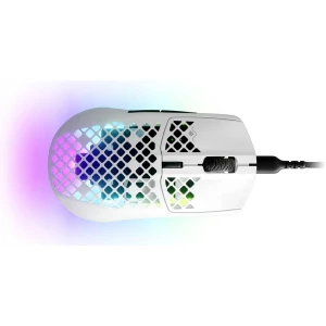 Steelseries Aerox 3 žičani igraći miš optički ergonomski, osvjetljen, odvojivi kabel bijela slika