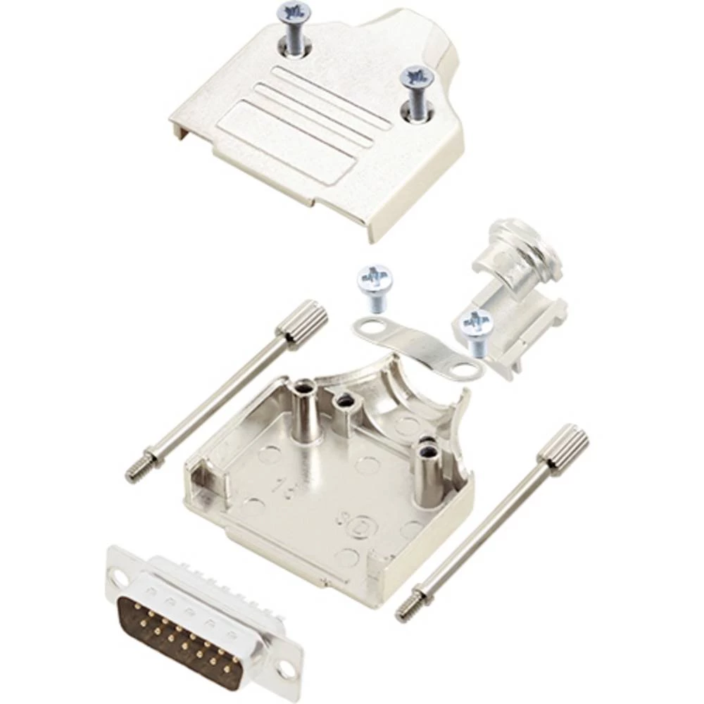 Komplet D-SUB pinskih konektora 180 ° Broj polova: 15 Lemni kup TRU COMPONENTS TCMHDM15DBPK 1 ST slika