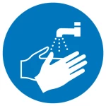 obvezni znak Operite ruke, Higijena i udaljenost samoljepljiva folija (Ø) 50 mm ISO 7010 6 St.