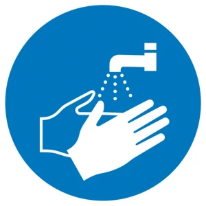 obvezni znak Operite ruke, Higijena i udaljenost samoljepljiva folija (Ø) 50 mm ISO 7010 6 St. slika