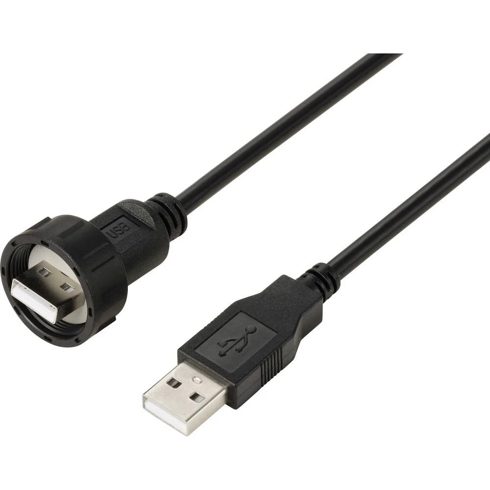 USB 2.0 muški na muški kabel s navojem, IP67, 0,5 m TC-E13T-MU2-MWA/NWA-0.5PV-S Vodootporni plastični kabel TC-13543536 slika