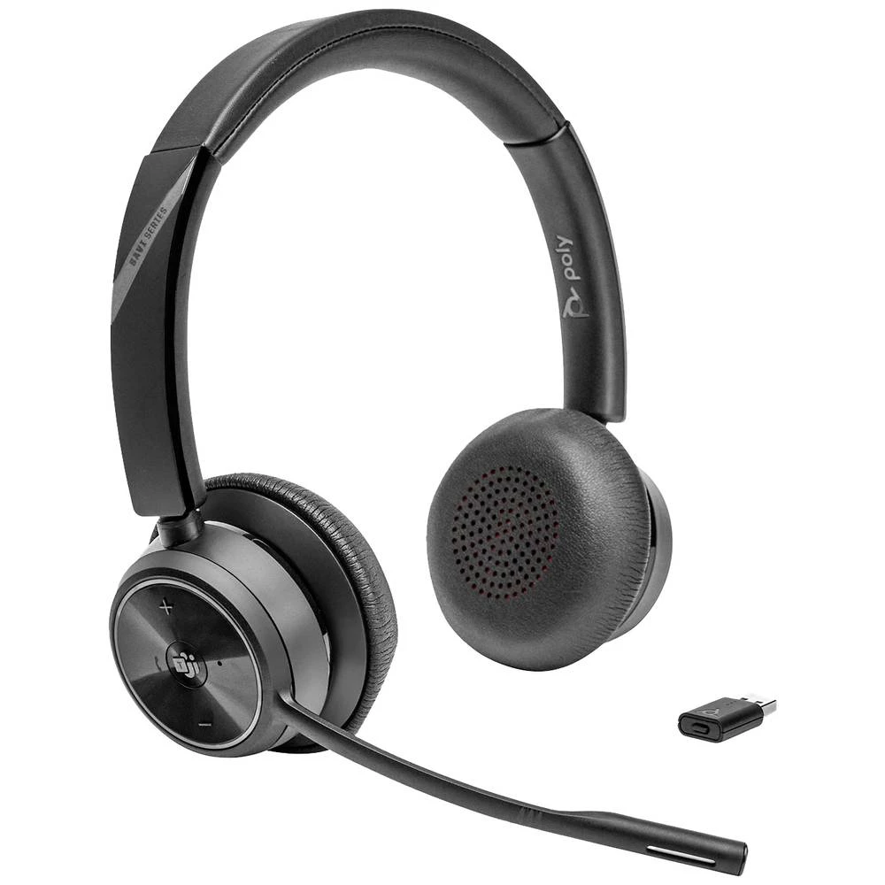 HP Poly Savi 7320 UC DECT računalo On Ear Headset DECT stereo crna smanjivanje šuma mikrofona kontrola glasnoće, utišav slika
