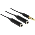 Delock Utičnica Audio Y-kabel [1x 3,5 mm banana utikač - 2x Priključna doza za 3,5 mm banana utikač] 0.25 m Crna slika