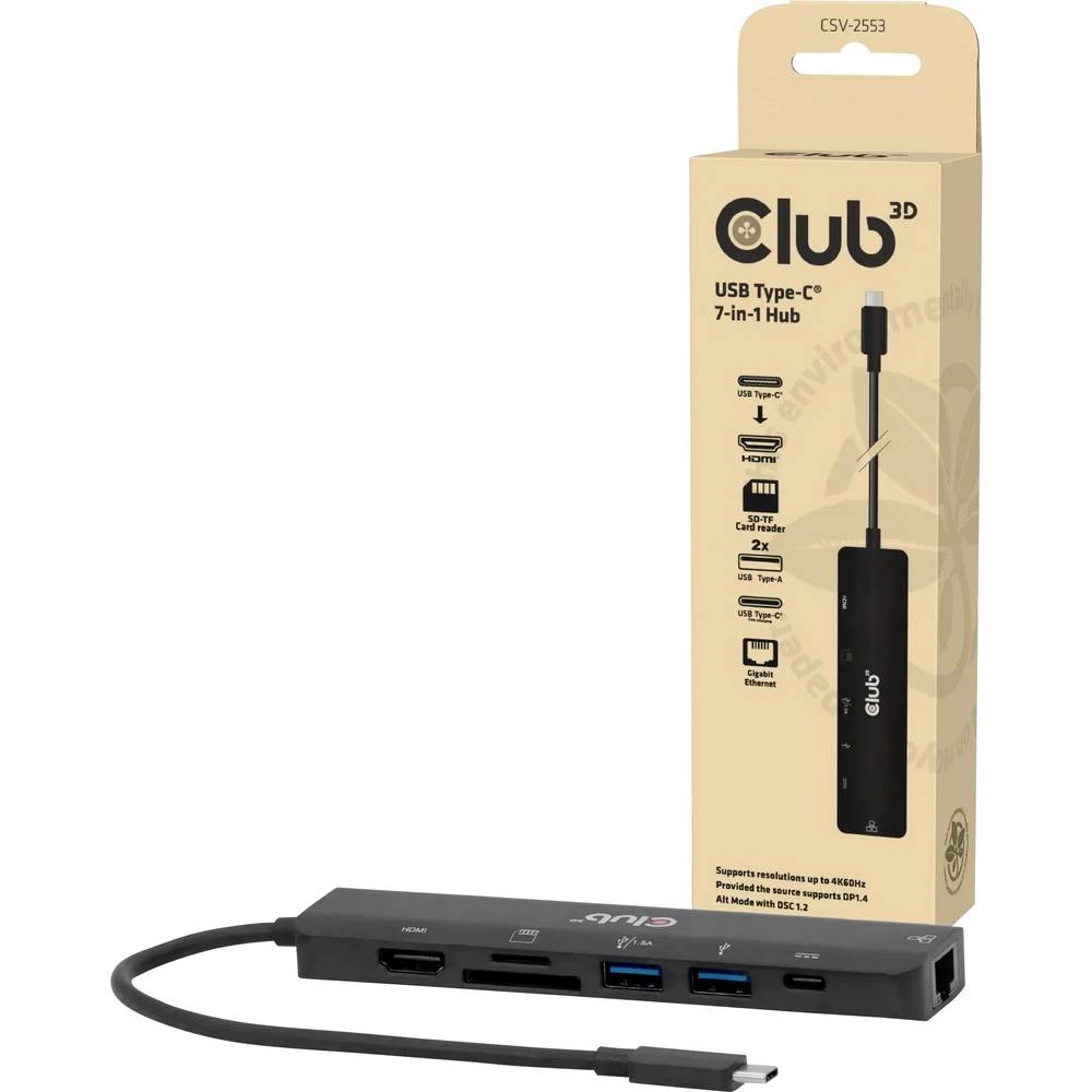 club3D USB-C® priključna stanica CSV-2553 integrirani čitač kartica, USB-C® Power Delivery slika