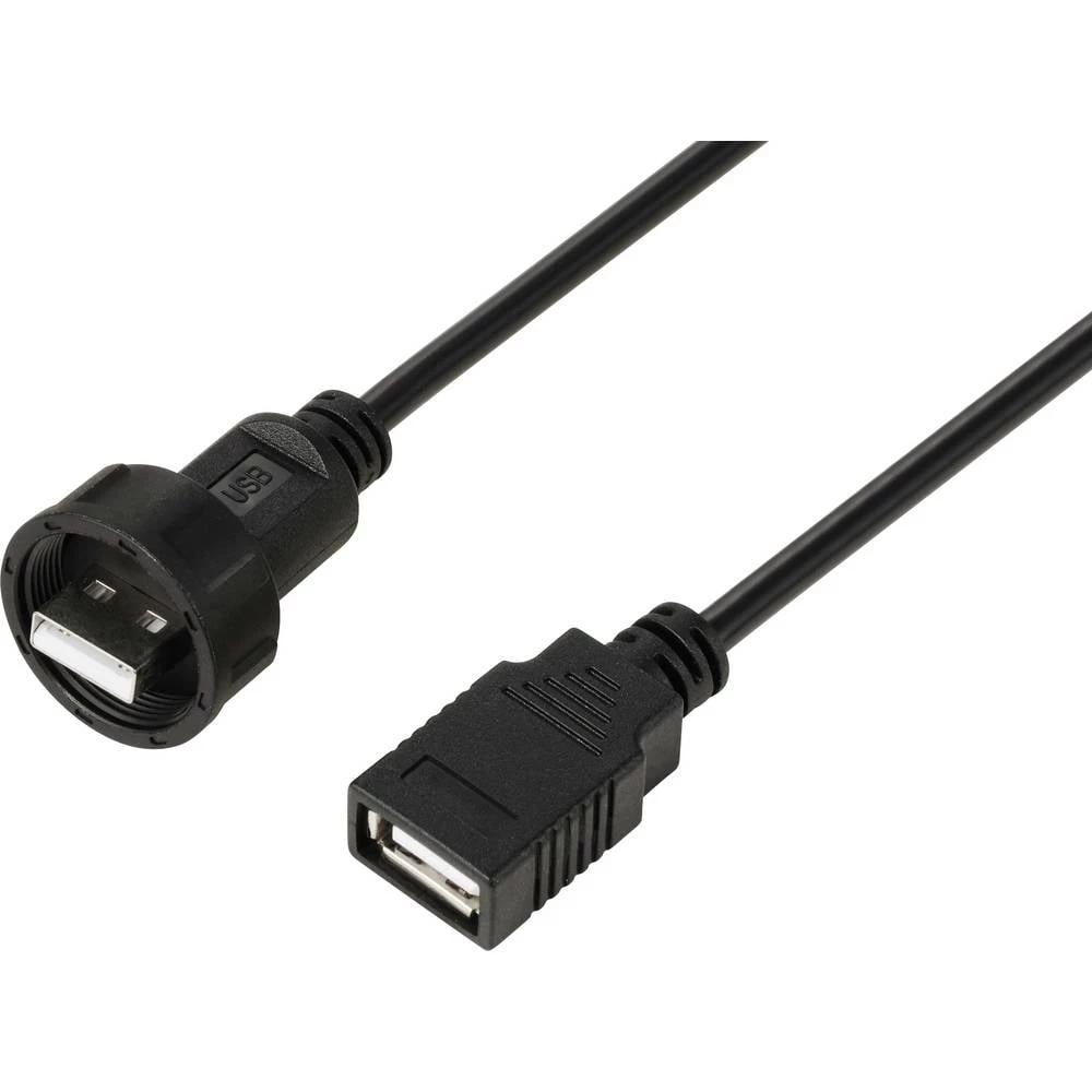 USB 2.0 utičnica za utikač preliven žicom IP67 (navojni) kabel 0,5 m TC-E13T-MU2-MWA/FU2-NWA-0.5PV-S Vodootporni plastič slika