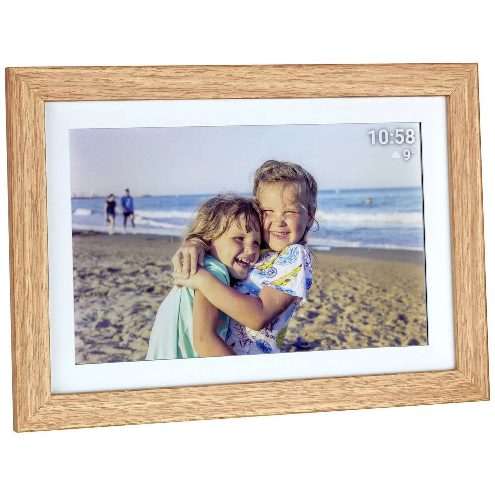 TFA Dostmann FRAMEO App digitalni WiFi okvir za slike 25.7 cm 10.1 palac 1280 x 800 Pixel 32 GB smeđa boja, bijela slika