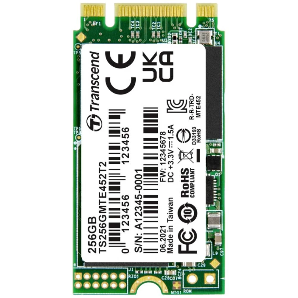 Transcend MTE452T2 256 GB unutarnji M.2 PCIe NVMe SSD 2242 PCIe nvme 3.0 x2 industrijsko TS256GMTE452T2 slika