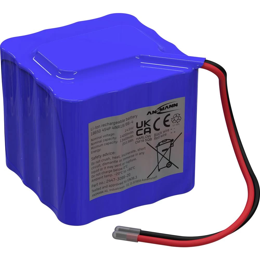 Ansmann 4S4P aku-pack 16x 18650 kabel Li-Ion 14.4 V 14000 mAh slika